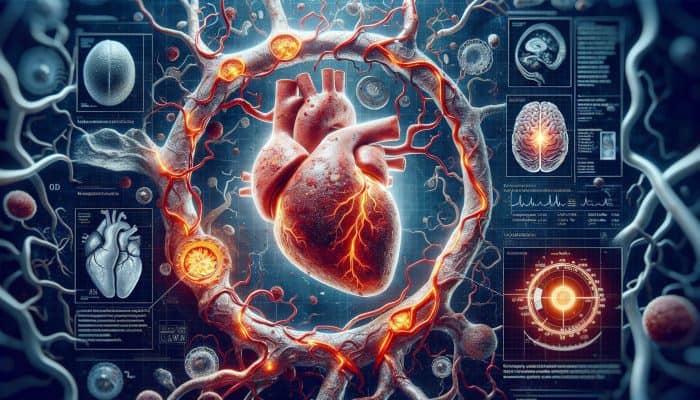 Cholesterol Blood Test in Bristol: Illustration of artery plaque buildup from high cholesterol, showing risks to heart and brain.