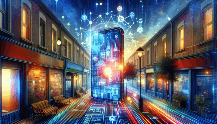 Local businesses in Yate on digital maps and smartphones, showcasing optimized Google My Business listings and SEO strategies.