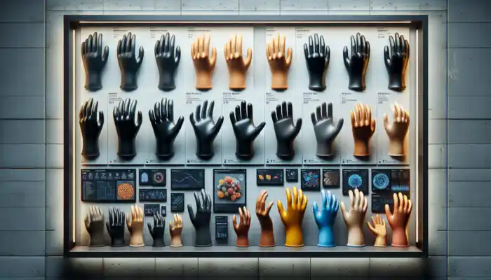 Diverse Range of Latex Gauntlet Gloves from Suppliers in Darlington: Showcasing gloves suited for chemical, food, and healthcare sectors, featuring a natural rubber grip.