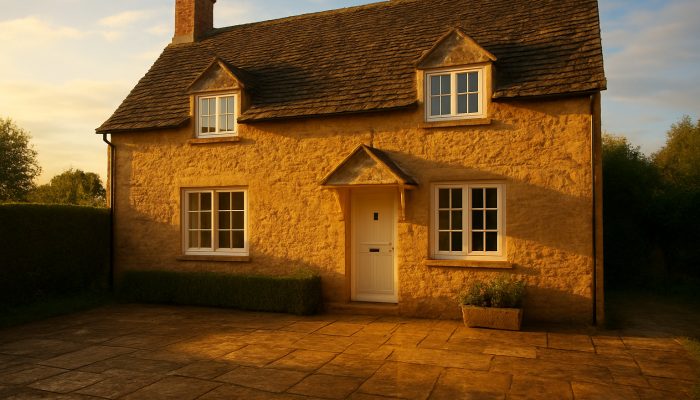 Bright Nether Compton cottage basking in sunlight with sparkling windows and fresh linens after a thorough cleaning.