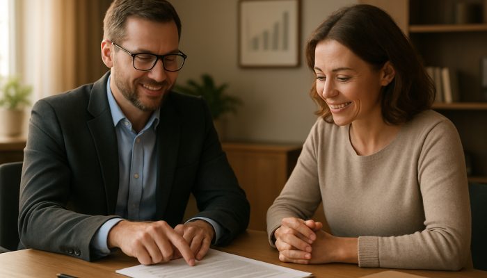 Combine Payday Loans Into One Affordable Deal: Save Money Today | DCL A UK debt advisor assisting a borrower with consolidation documents in a calm office setting